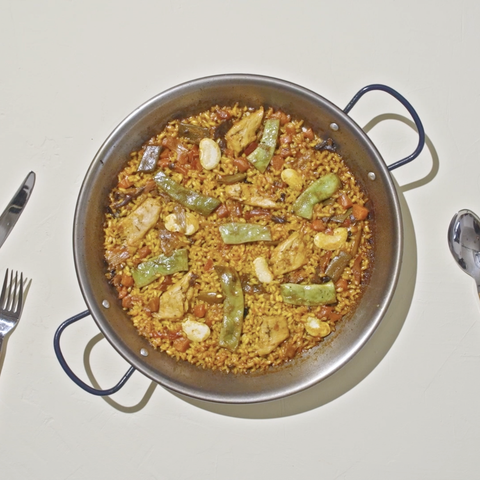 Paella vegana con Heura y judías verdes