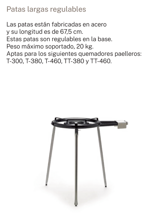 Patas largas regulables