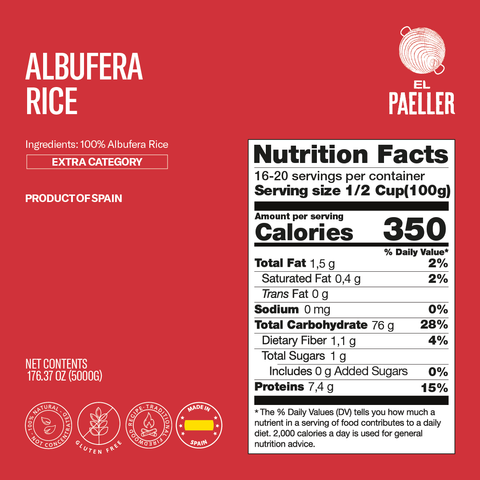 El Paeller Albufera DO rice 5kg label - round grain variety perfect for paella