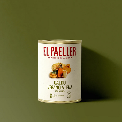 Caldo vegano a leña